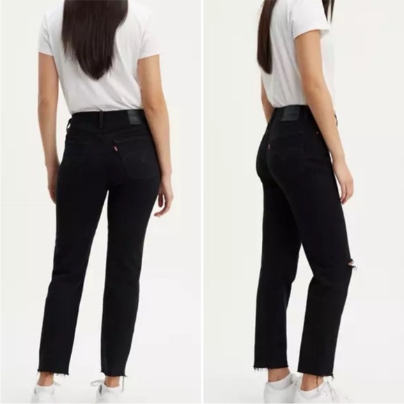 Levi’s Wedgie Fit Jeans in Black Desert Distressed Denim Size 30 - Picture 3 of 17